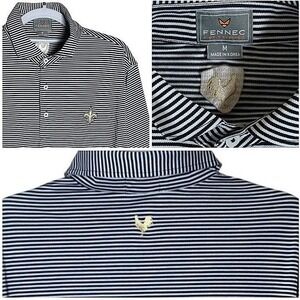Fennec Golf Polo Shirt‎ Mens Medium Navy White Striped New Oeleans Saints